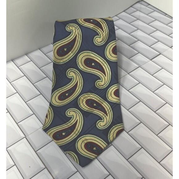 Vintage Mens Y2K Polo Ralph Lauren 100% Silk Paisley Print Necktie - Picture 1 of 9